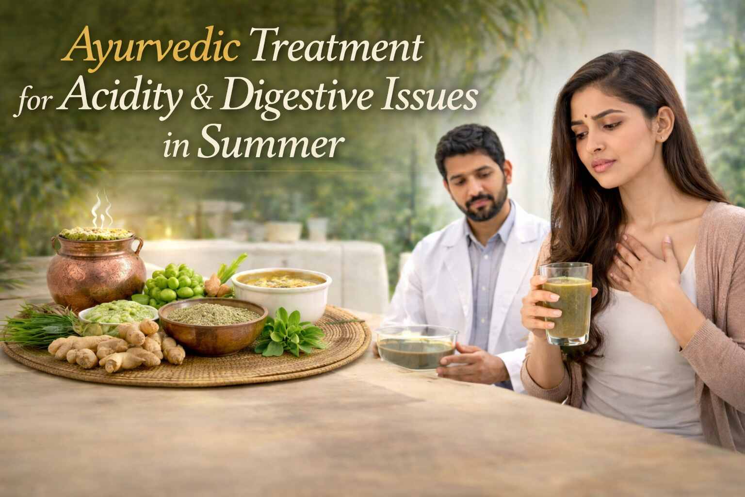 Ayurvedic treatment for acidity and digestive issues in summer in Dubai using natural herbal remedies
