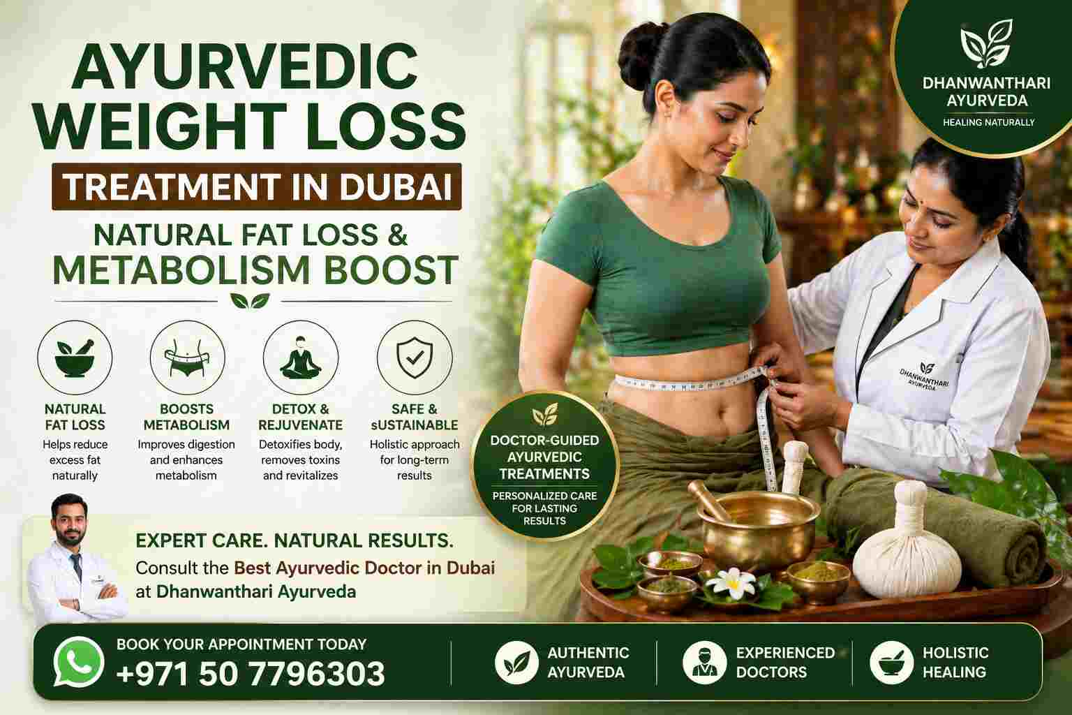Ayurvedic weight loss treatment in Dubai for natural fat loss and metabolism boost with doctor-guided therapies