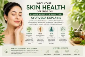 Ayurvedic skin care in Dubai explaining how climate, lifestyle, and body constitution affect healthy skin naturally