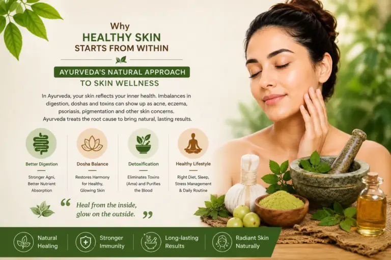 Ayurvedic treatment for skin in Dubai using natural therapies to support healthy skin, improve digestion, and balance doshas