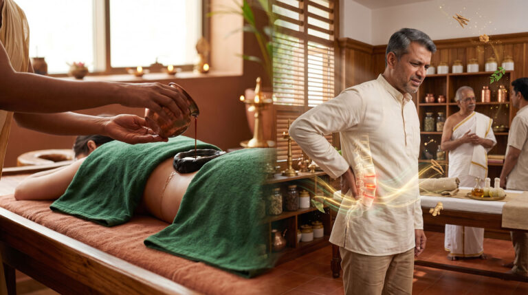 Ayurvedic back pain treatment in Dubai — herbal oil massage therapy"