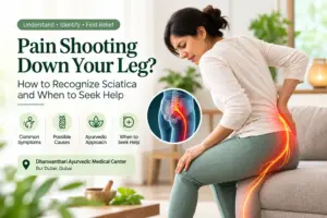 Pain shooting down the leg and sciatica symptoms at an Ayurvedic clinic in Dubai